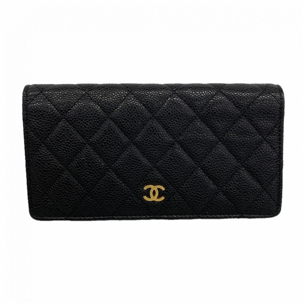 CHANEL Black Caviar Leather Wallet